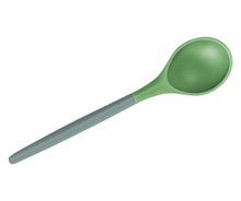 Green Plastic Spoon Isolated On White Background