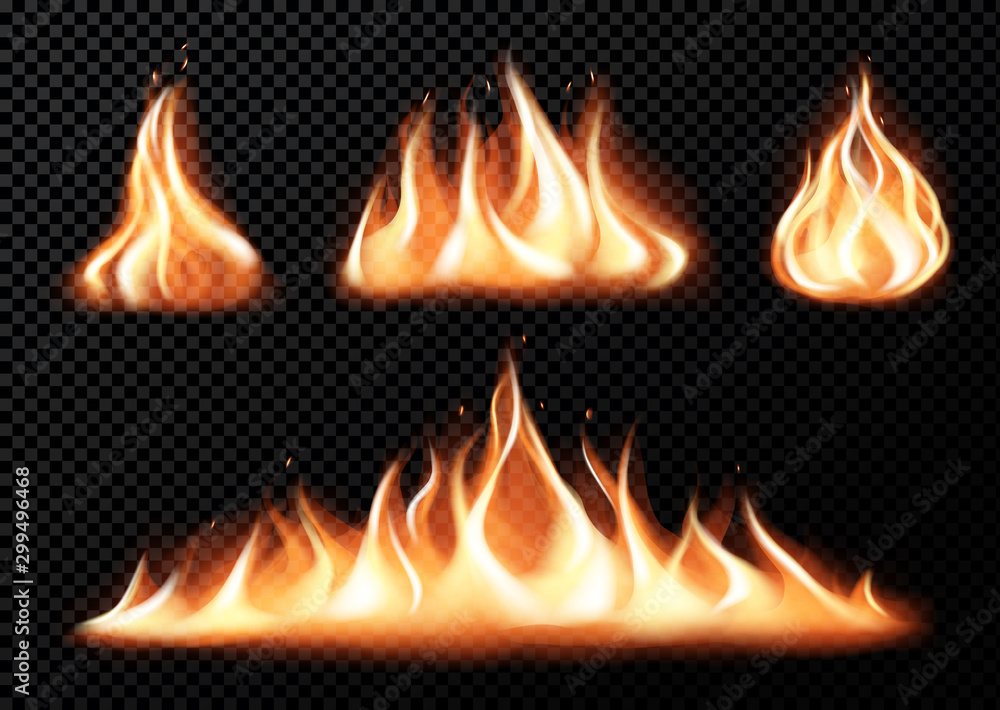 Set of realistic fire flames Stock Vector | Adobe Stock