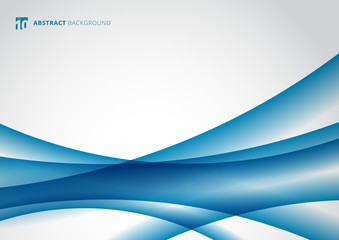 Wall Mural - abstract blue wave curve on white background with space for your text.