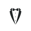 Gentleman graphic icon. Bow tie and tuxedo sign isolated on white background. Gala evening symbol. Vector illustration
