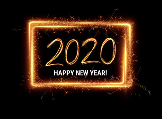 Wall Mural - Gold 2020 Happy New Year party invitation background