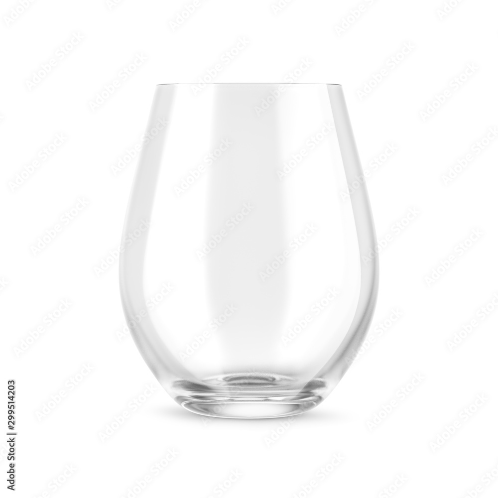 Empty stemless wine glass mock up isolated on white background - obrazy, fototapety, plakaty 