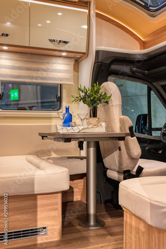 Look Into A New Camper Van With Modern Interior On Swiss Caravan Salon In Bern Switzerland Buy This Stock Photo And Explore Similar Images At Adobe Stock Adobe Stock