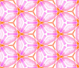 Pink orange vintage seamless pattern. Hand drawn w