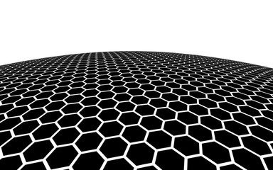 Black honeycomb on a white background. Perspective view on polygon look like honeycomb. Isometric geometry. 3D illustration