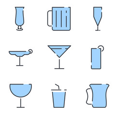 Aufkleber - Drinks set icon template color editable. Drink pack symbol vector sign isolated on white background illustration for graphic and web design.