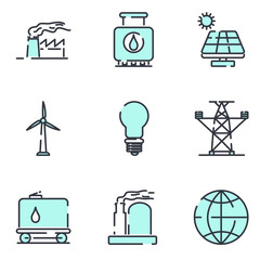 Aufkleber - energy and industrial set icon template color editable. energy and industrial pack symbol vector sign isolated on white background illustration for graphic and web design.