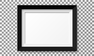 realistic horizontal picture frame isolated on transparent background.