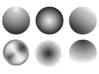 Canvas Print - Set of halftone dotted circles.