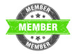 member round stamp with green ribbon. member