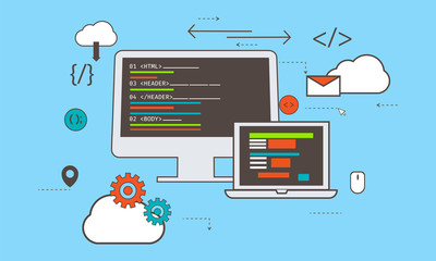 Wall Mural - flat illustration for web development, business concept.