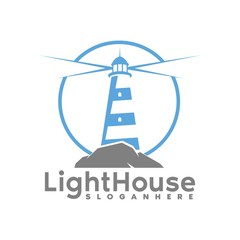 Wall Mural - lighthouse logo, icon and template