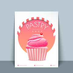 Sticker - Pastry Shop Flyer, Template or Poster design.