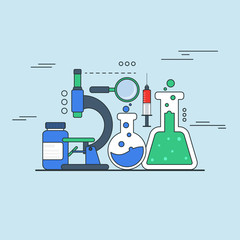 Sticker - Laboratory elements for Medical concept.