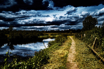 Sticker - moody storm sky over river avon warwickshire england uk