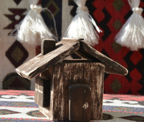 handmade miniature old wooden house