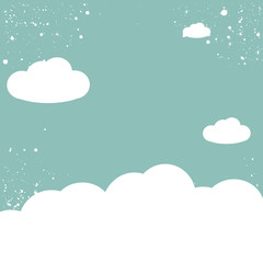  Sky clouds background, christmas design with snow vector illustration
