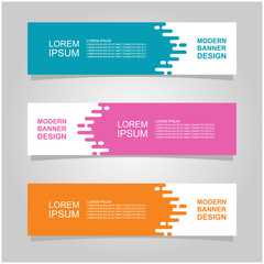 Vector abstract banner design web template set of 3. Abstract geometric background used for letterhead, header, footer, layout, landing page and print media