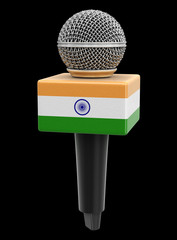 Wall Mural - Microphone with Indian flag. Image with clipping path