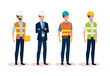 engineer men group with helmet secure vector illustration design