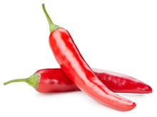 Chili Pepper Isolated On A White Background. Chili Hot Pepper Clipping Path