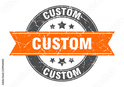 Cuadros en Lienzo custom round stamp with orange ribbon. custom