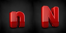 Red Letter N Isolated On Black Background