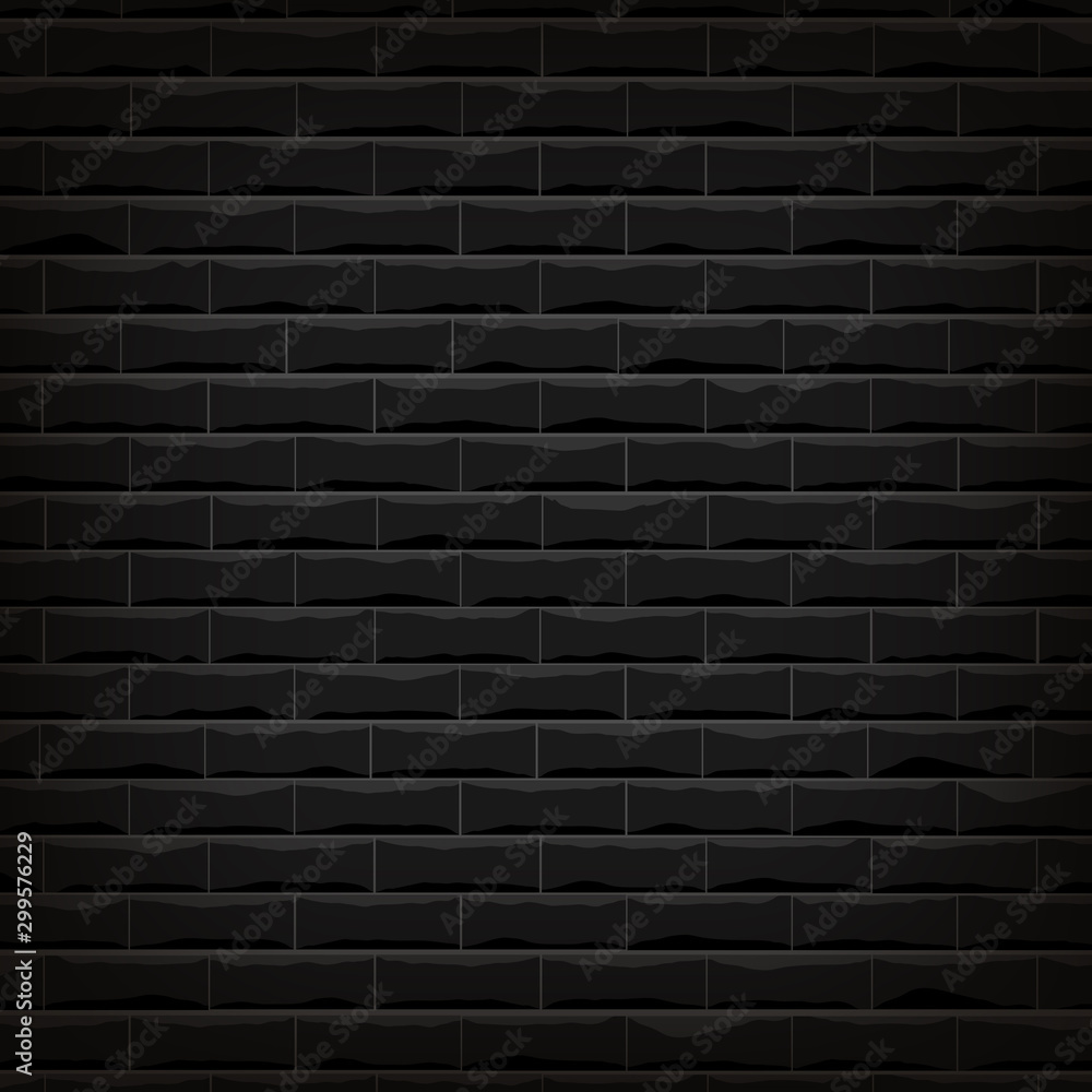 Vector illustration background of the black brick wall with shadow ...