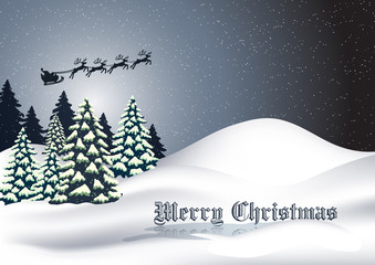 Wall Mural - Merry Christmas background with flying santa claus