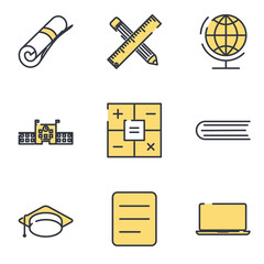 Aufkleber - School and education set icon template color editable. School and education pack symbol vector sign isolated on white background illustration for graphic and web design.