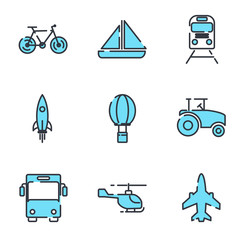 Poster - Transportation set icon template color editable. Transportation pack symbol vector sign isolated on white background illustration for graphic and web design.
