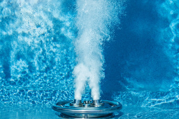 Countercurrent for the pool. Water attraction. Artificial flow. Pump. Hydromassage. Flow. Water resistance.