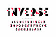 Inverse style modern font, alphabet letters and numbers,
