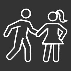 Poster - Date rape chalk icon. Women abuse, violent behavior. Sexual harassment of young females. Victim of assault. Sexual activity without consent. Isolated vector chalkboard illustration