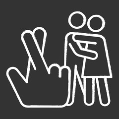 Wall Mural - Statutory rape chalk icon. Harassment of females. Sexual activity with minor. Beyond law sex. Protecting youth from sexual exploitation. Rape by deception. Isolated vector chalkboard illustration