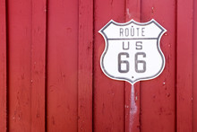 Red Barn With Old Route 66 Sign