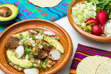 Wall Mural - Mexican red pozole, traditional stew of the Aztecs