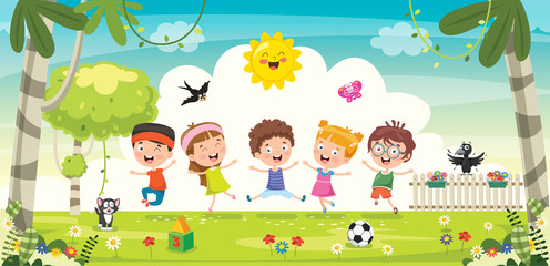 Wall Mural - Little Children Having Fun Together