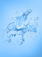 Butterfly Made Of Water Splashes Isolated On Blue Background