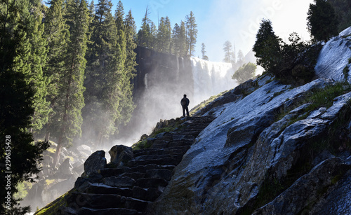 Silhouette of a man watching Vernal Falls in Yosemite National Park, California, USA Canvas Print