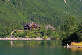 Fototapeta  - Mountain shalet by the lake, Morskie Oko, Tatra Mountains, Poland