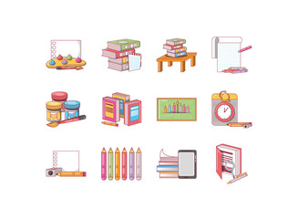 Sticker - Variety school icon set pack vector design