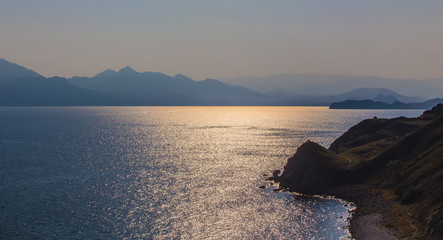 Sticker - mountains on the sea coast