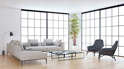 large luxury modern bright interiors Living room illustration 3D rendering computer digitally generated image