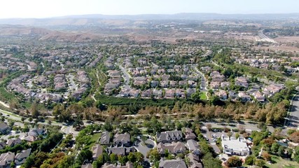 Wall Mural - Aerial view of master-planned community and census-designated Ladera Ranch, South Orange County, California. Large-scale residential neighborhood