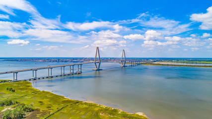 Wall Mural - Charleston, South Carolina, USA Cooper River Drone Aerial