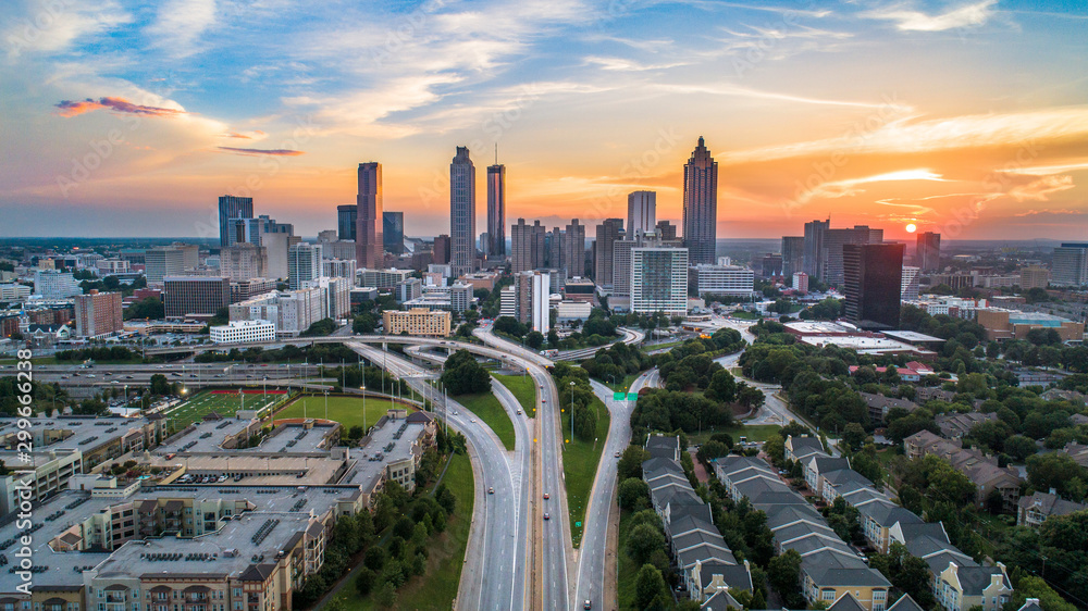 Atlanta, Georgia, USA Skyline Aerial Panorama - obrazy, fototapety, plakaty 
