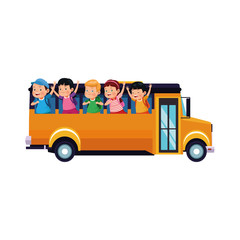 Sticker - school bus with happy kids icon