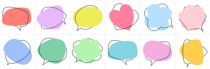 set of flat colorful bubble speech vector. banners, price tags, stickers, posters, badges. isolated 