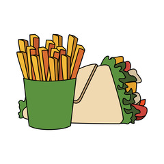 Poster - wrap and french fries icon, Fast food design